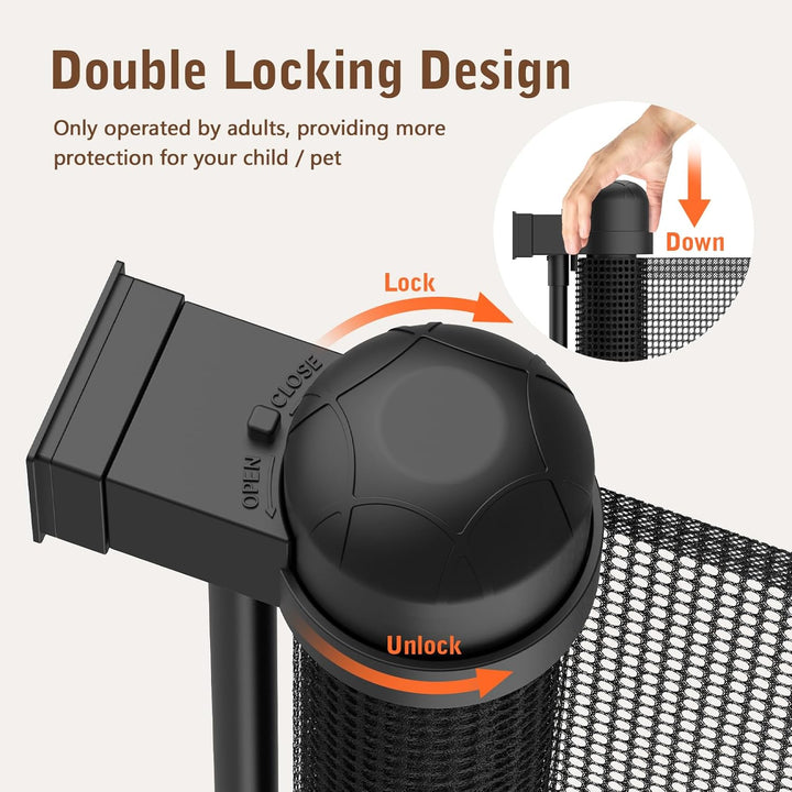 Kuro sagol Baby-Treppenschutzgitter 300cm, 88 cm hoch ausziehbar Einhändig bedienbar Sicherheitsgitt