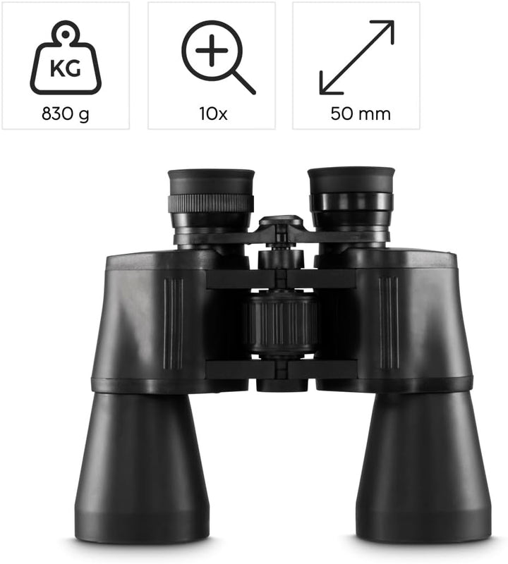Hama Kompaktes Fernglas 10x50 für scharfe Weitsicht, 10-fach Vergrösserung, Objektivdurchmesser 50 m