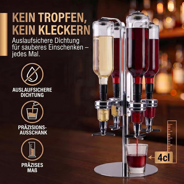 GOODS+GADGETS Bar-Butler für Spirituosen Flaschenhalterung für Getränke 4cl Dosierer Getränkespender