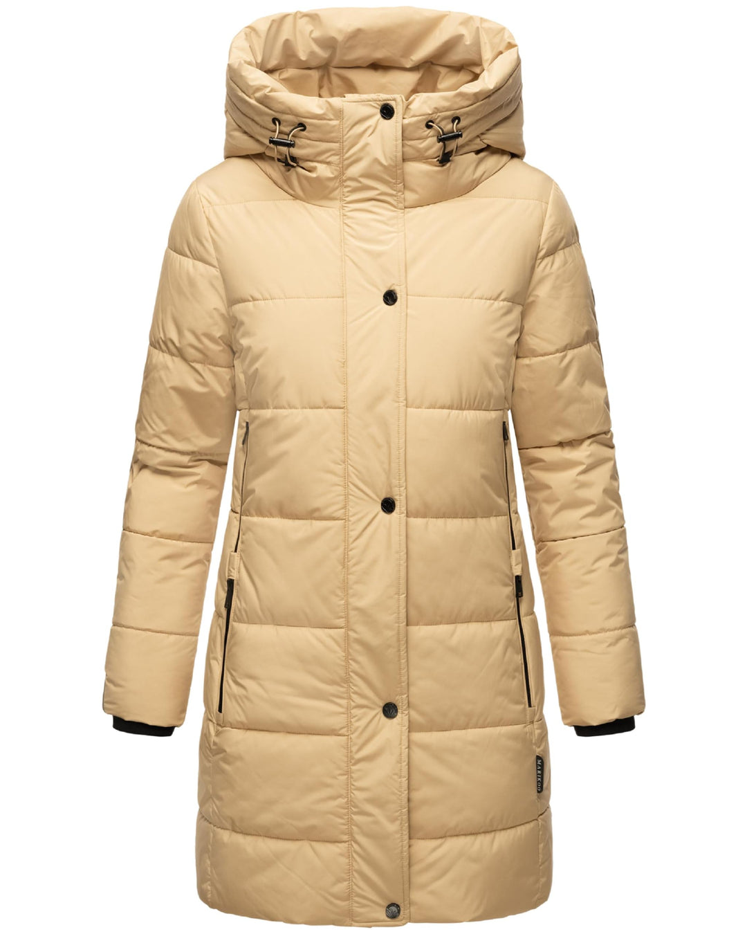 MARIKOO Damen Wintermantel Warmer Steppmantel lang mit Kapuze und hohem Kragen Karumikoo XVI XS-3XL