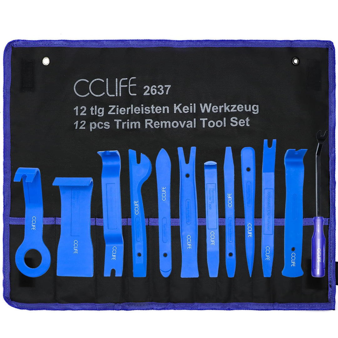 CCLIFE 12tlg Auto Demontage Werkzeug Set PP PA+ Zierleistenkeile Innenraum Verkleidung Türverkleidun