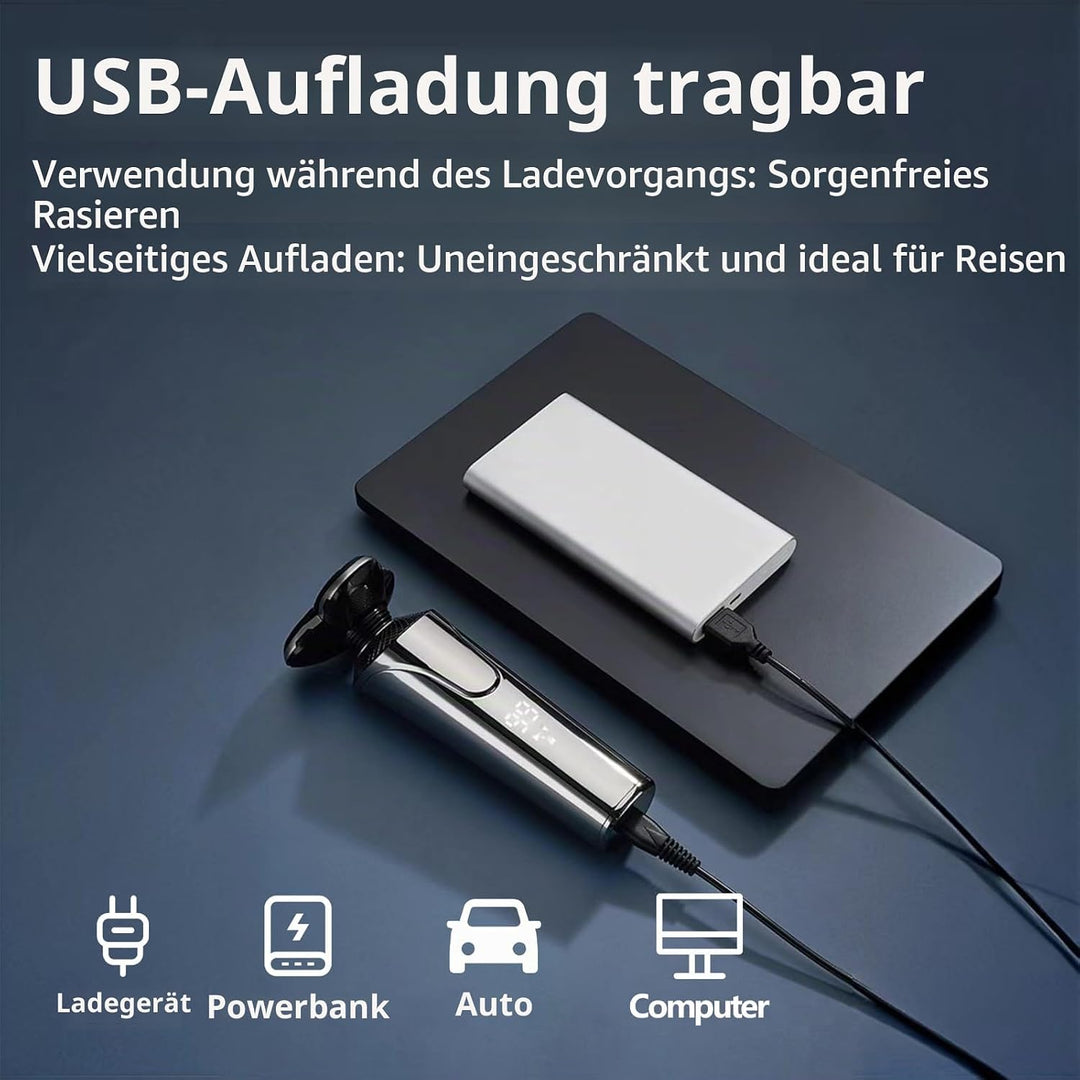 5-in-1 Elektrorasierer mit LCD-Batteriestandanzeige, IPX6 wasserdicht (vollständig waschbar), unters
