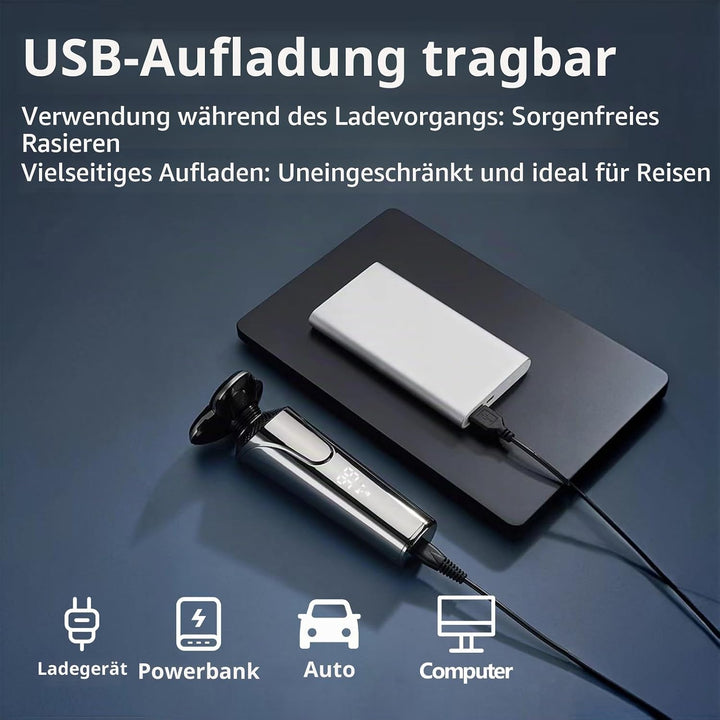 5-in-1 Elektrorasierer mit LCD-Batteriestandanzeige, IPX6 wasserdicht (vollständig waschbar), unters