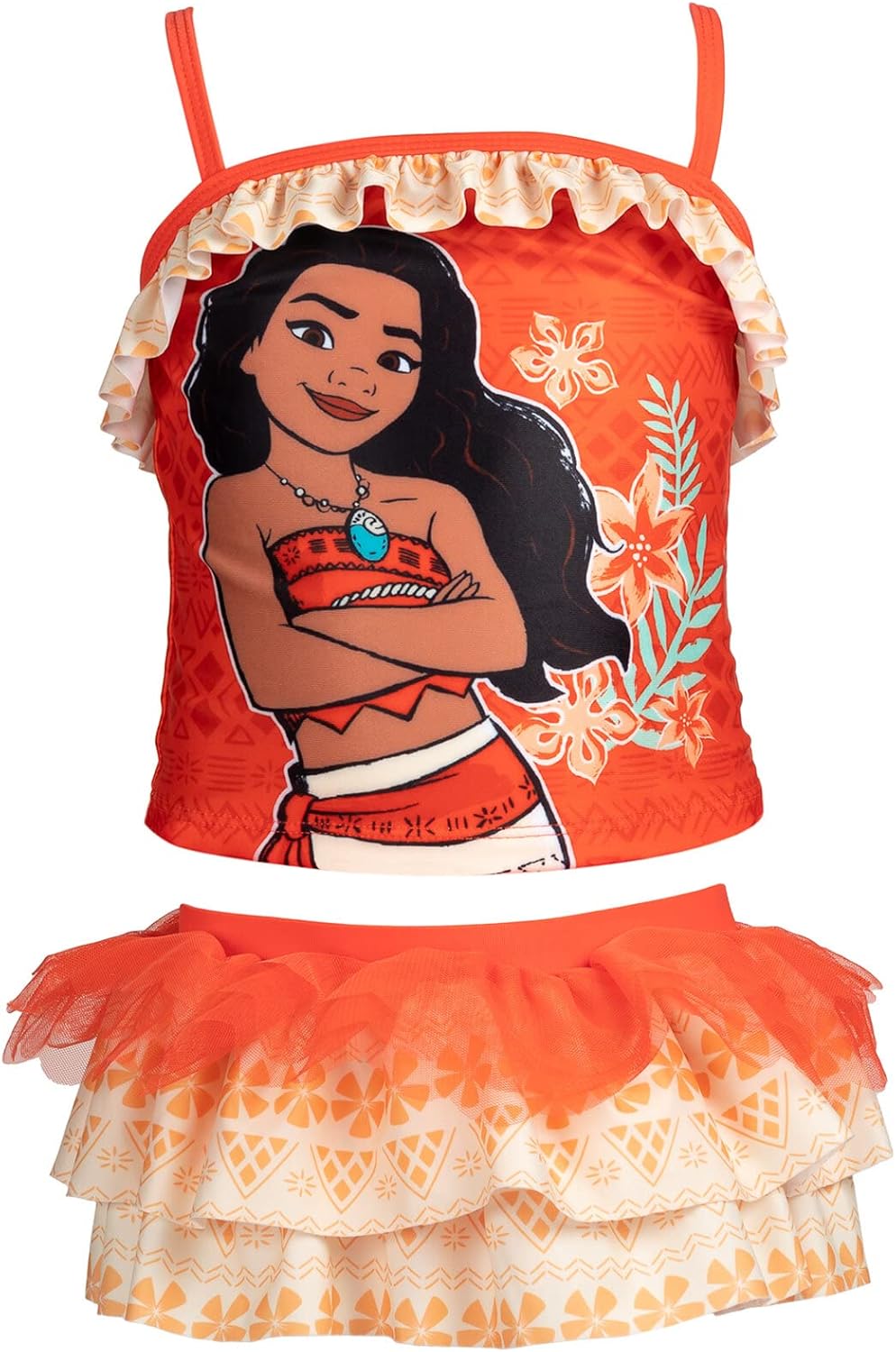 Disney Princess Moana Little Girls Tankini Top Swimsuit & Skirt Set Orange 5