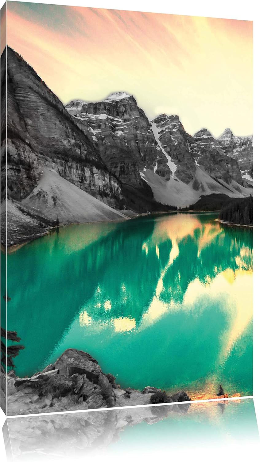 Pixxprint prachtvoller Moraine Lake in Canada als Leinwandbild/Grösse: 100x70 cm/Wandbild/Kunstdruck