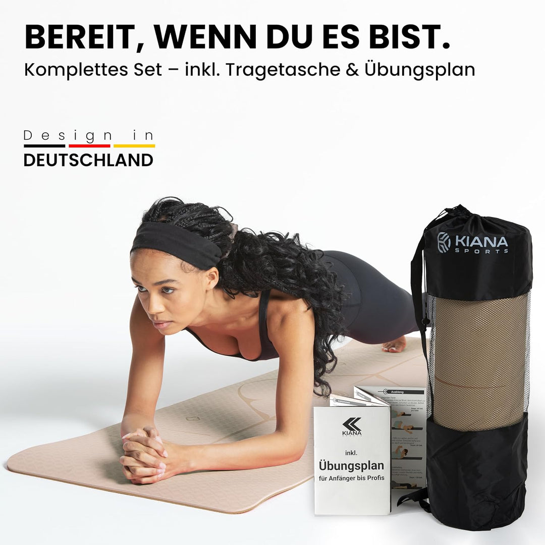 Yoga Matte – Rutschfeste Sportmatte in Deutschland entwickelt – 2 Komfort-Dicken – Formstabile Yogam