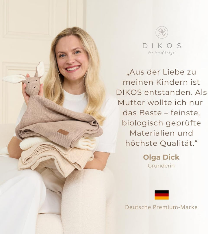 DIKOS® Baby Strickset - warmes grau | Babykleidung aus 100 GOTS% BIO-Baumwolle | Neugeborenen Outfit
