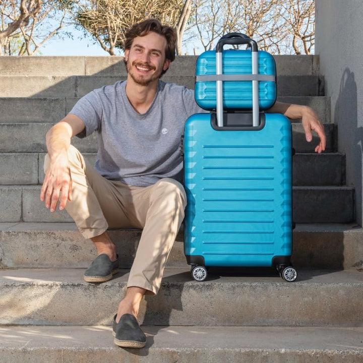 NUMADA - Gepäck-Set und Kulturbeutel 3 Stück Blau, mittel 63cm, klein 53cm und Kulturbeutel, ABS, st
