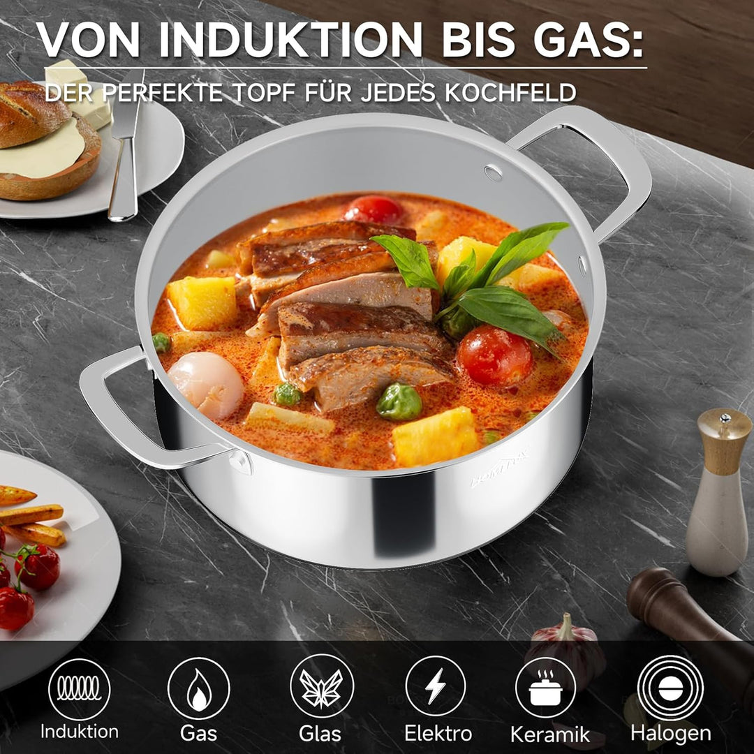 Töpfe Induktion 26cm 5,2L Topf Edelstahl Kochtopf,Töpfe mit Wabenstruktur Beschichtete,Kochtopf Indu