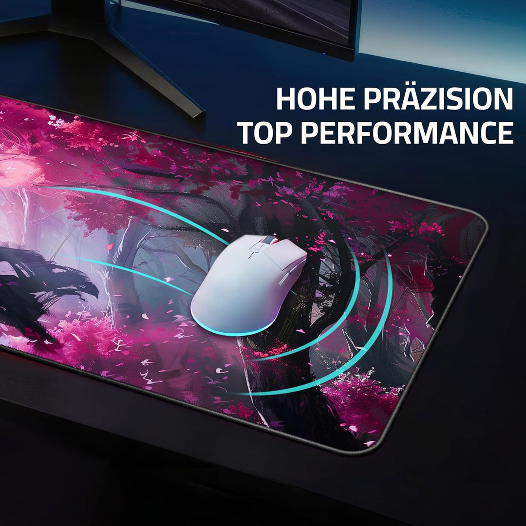 XXL Gaming Mauspad 900x400 - Vernähte Kanten & wasserabweisend - Anime Mousepad für Gamer & Büro - g