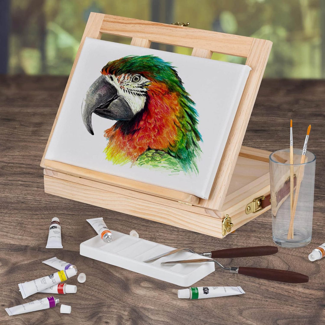 Artina Milano 19tlg Acryl Malset im Malkoffer - Künstlerset mit Kofferstaffelei, 12x 12ml Acrylfarbe