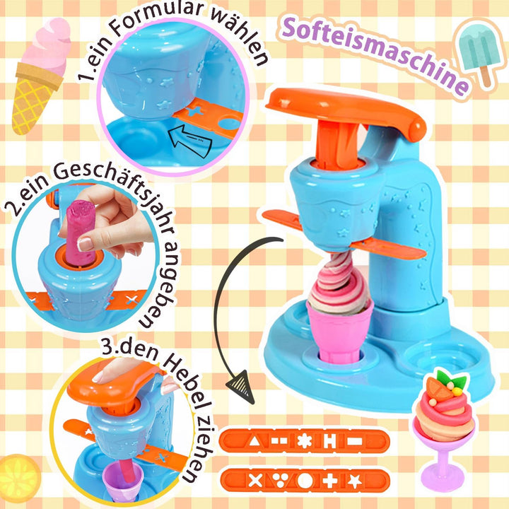 51 Stück Knete Set,Knete Zubehör Kitchen Creations,Knete Eismaschine Nudelmaschine Burgermaschine,Kn