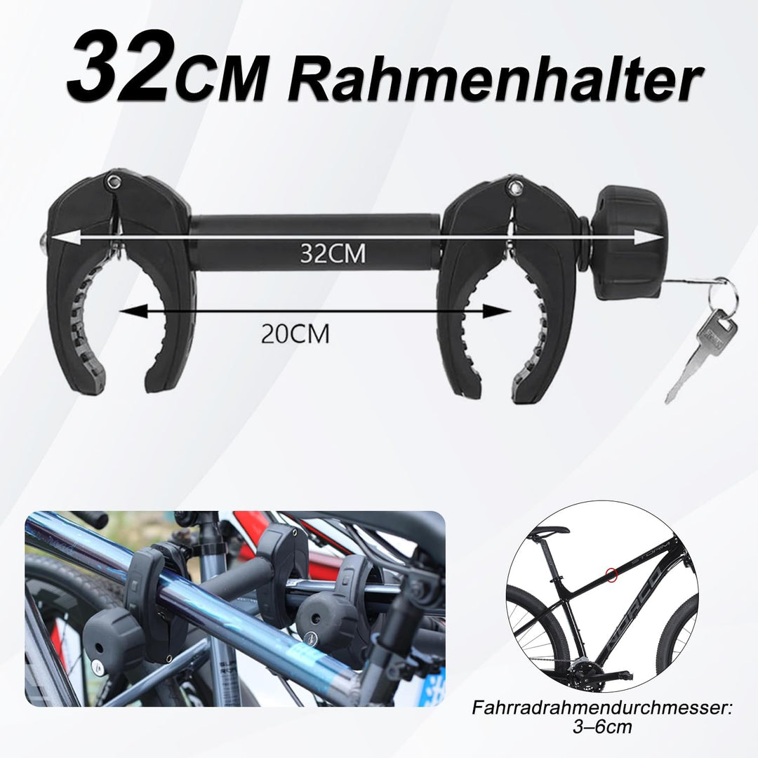 FINEW 32cm Rahmenhalter für Fahrradträger Anhängerkupplung, Universal Fahrradrahmenhalter Abschliess