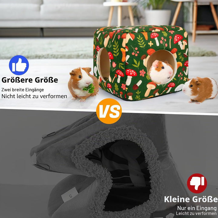Meerschweinchen Haus 2 eingange – Waschbares Kaninchenbett & Kuschelhöhle – Versteck für Kaninchen,