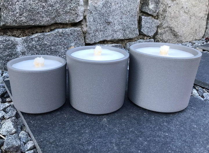 WeberHomemade | Schmelzlicht mit Dauerdocht &amp; handgefertigten Dochthalter | grau hellgrau / 3 Grösse