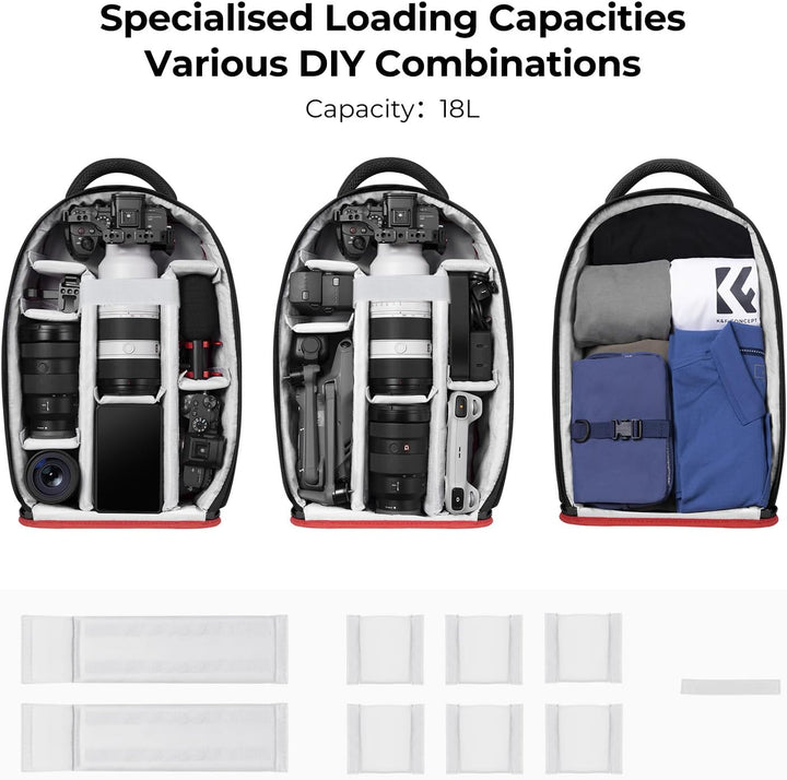 K&F Concept Kamerarucksack, Spiegelreflexkamera, Fototasche, Rucksack, Spiegelreflex/Computer/Stativ