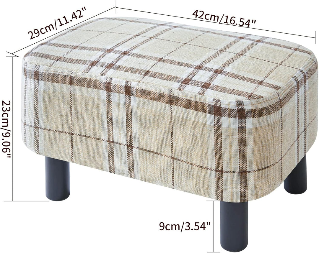 YMYNY Rechteckiger Fusshocker Sitzhocker, 42 x 29 x 23 cm, Gepolsterter Hocker aus Baumwolltuch, Hol