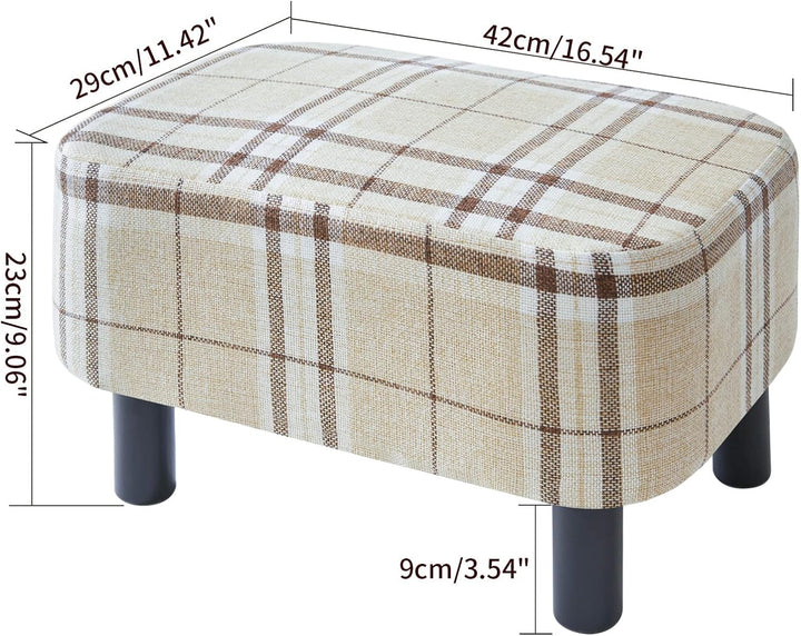 YMYNY Rechteckiger Fusshocker Sitzhocker, 42 x 29 x 23 cm, Gepolsterter Hocker aus Baumwolltuch, Hol