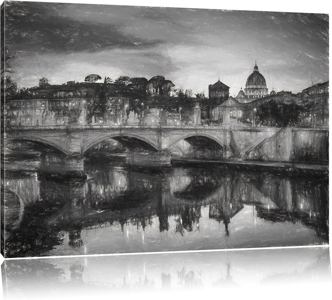 Pixxprint Rom Kathedrale St. Peter als Leinwandbild/Grösse: 100x70 cm/Wandbild/Kunstdruck/fertig bes