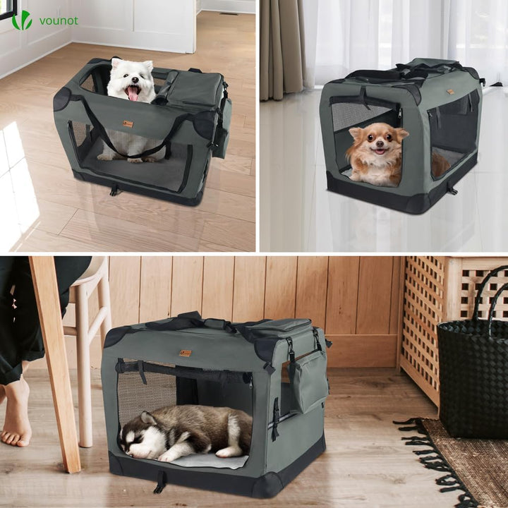 VOUNOT Hundebox faltbar, Transportbox Katze Hunde, Hundetasche, Oxford-Gewebe, Netzstoff, Atmungsakt