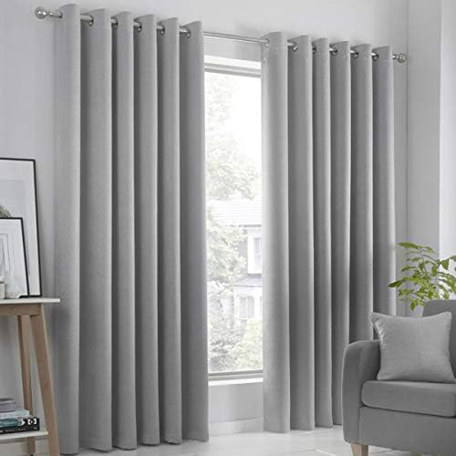 Fusion Strata Vorhänge, gewebt, mit Ösen, gefüttert, 100% Polyester, 117 x 137 cm, silberfarben 117