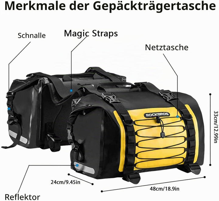 ROCKBROS Motorrad 62L Gepäckträgertaschen + 55L Gepäckrolle 100% Wasserdicht Motorradtaschen PVC Dop