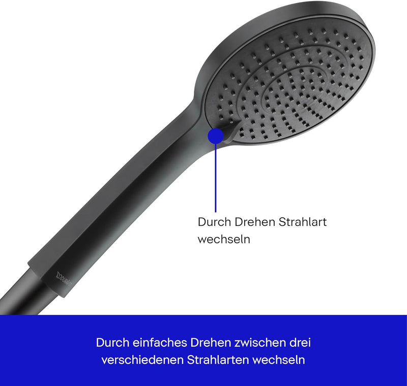 Duravit Universal Duschsystem, Duschset mit 3 Strahlarten (Rain, Intense Rain, Soft Rain), Duschstan