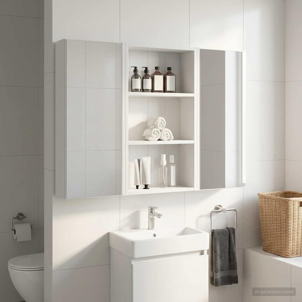 vidaXL Badezimmer-Wandschrank Weiss 40 x 14 x 70 cm Holzwerkstoff, Moderner Badschrank, rechteckiges