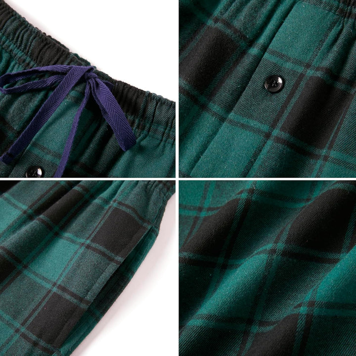 Jveyvth Herren Pyjamahose Flanell Baumwolle kariert Schlaf & Lounge Hose, PJ Hose mit Taschen und Kn