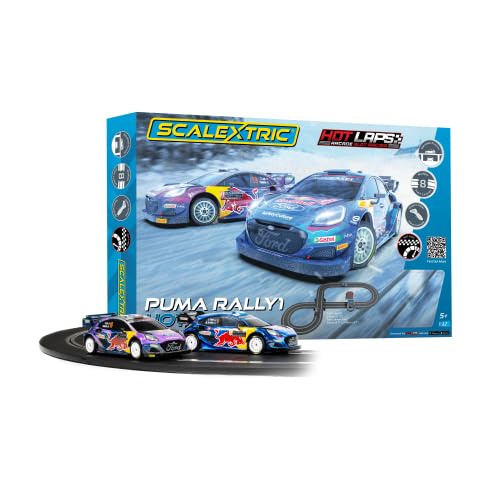 Scalextric C1452P 1:32 Ford Puma WRC Hot Laps 532cm - 5,3m Streckenlänge, mit 2 Handreglern, Rennstr