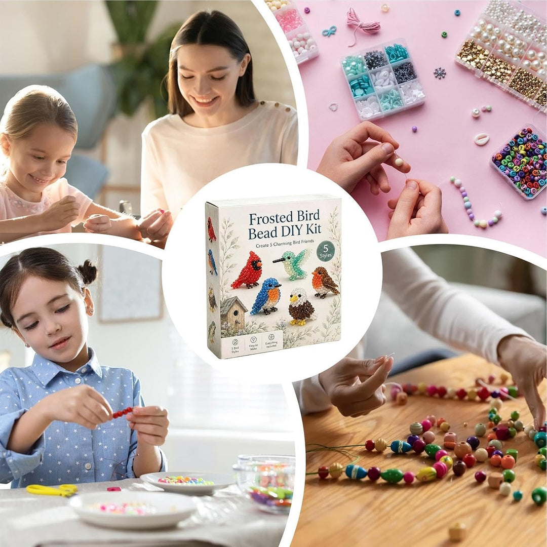 Tier-Perlen-Set - Süsse Handgefertigte Perlenarbeit, Fädelkunst | 3D Perlenvogel DIY-Bastelset - für