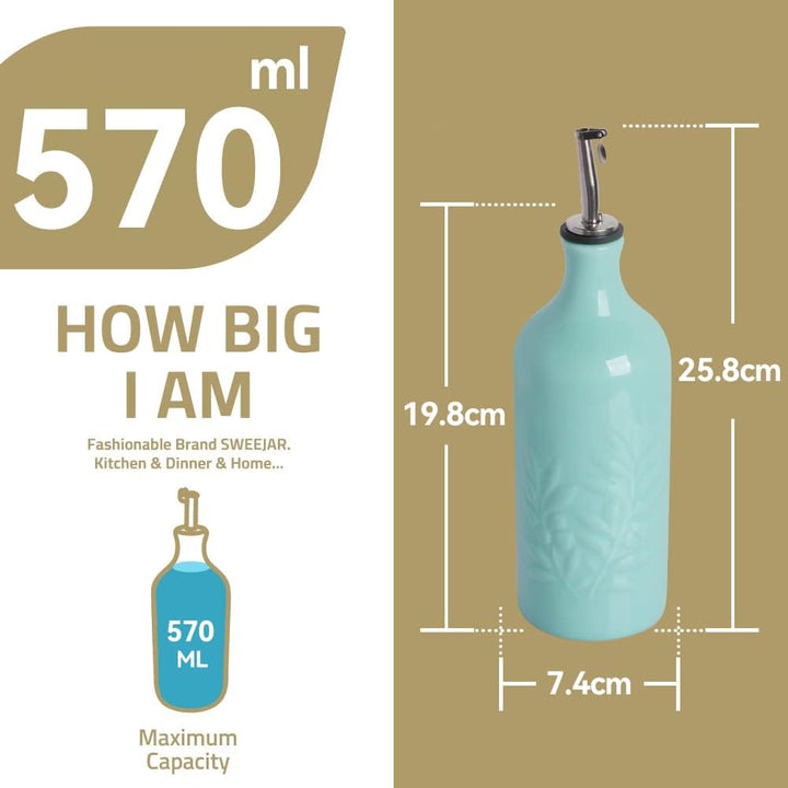 Sweejar Home Keramische Olivenölspenderflasche, 570ml Relief Opaque Oil Cruet schützt Öl, um Oxidati