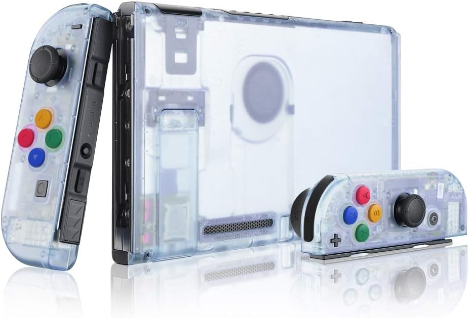 eXtremeRate Hülle Case für Nintendo Switch Joycon/Konsole, Rückgehäuse&Kickstand für Switch Console,