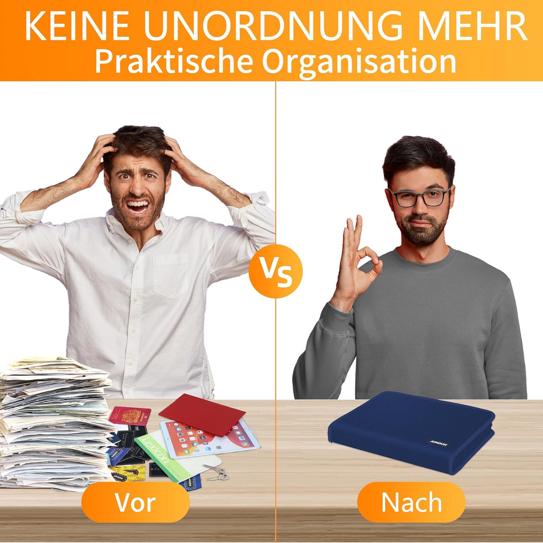 JUNDUN Fächermappe - Dokumentenmappe a4 mit mehreren Fächern - Feuerfest Dokumententasche mit Reissv