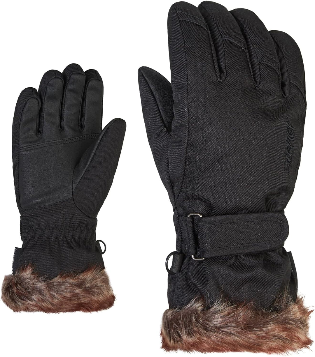Ziener Mädchen LIM GIRLS glove junior Ski-Handschuhe / Wintersport |warm, atmungsaktiv 7 black-stru,