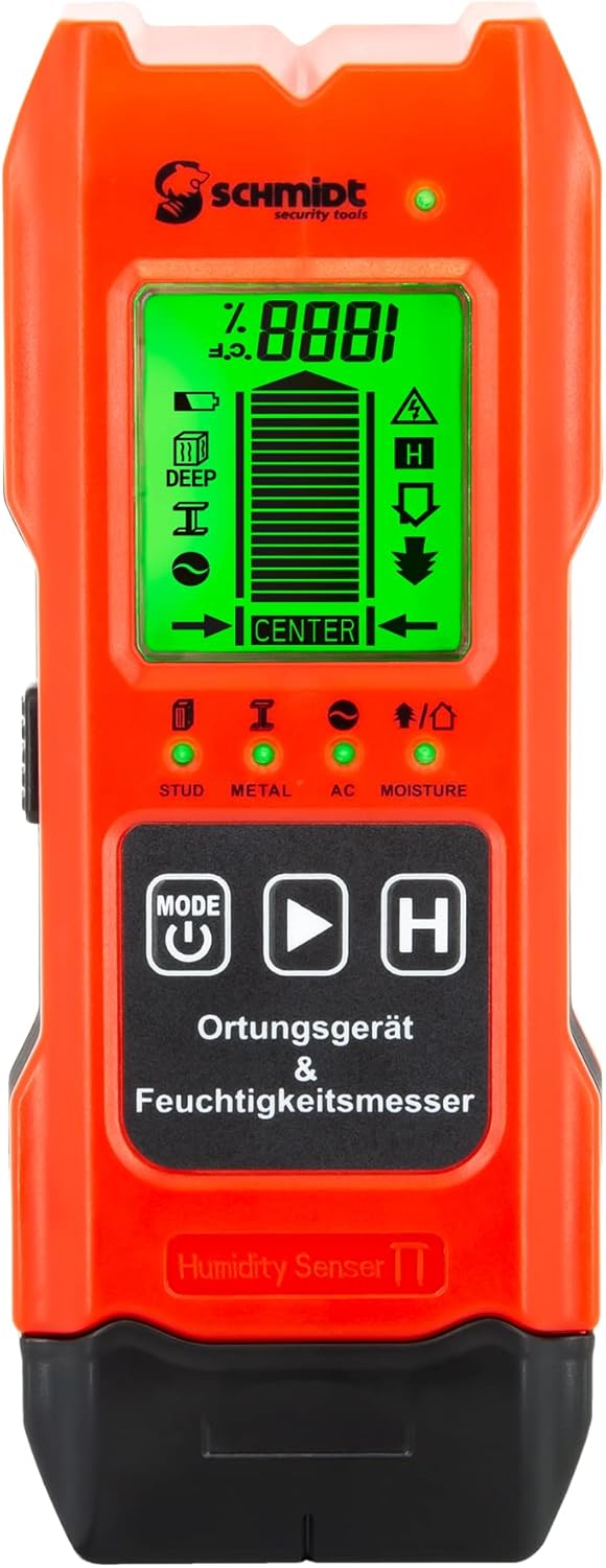 SCHMIDT security tools Ortungsgerät CF-14 Feuchtigkeitsmesser 2in1 Multidetektor Wandscanner Balkens