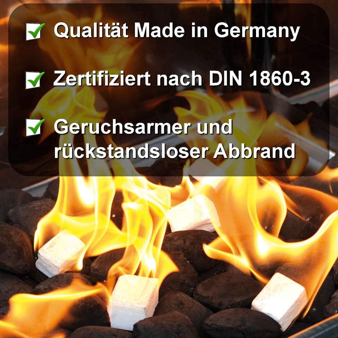 FLAMMBURO 1152 Stück Anzündwürfel Paraffin (12 x 96 Würfel) vom Deutschen Hersteller, Grillanzünder,