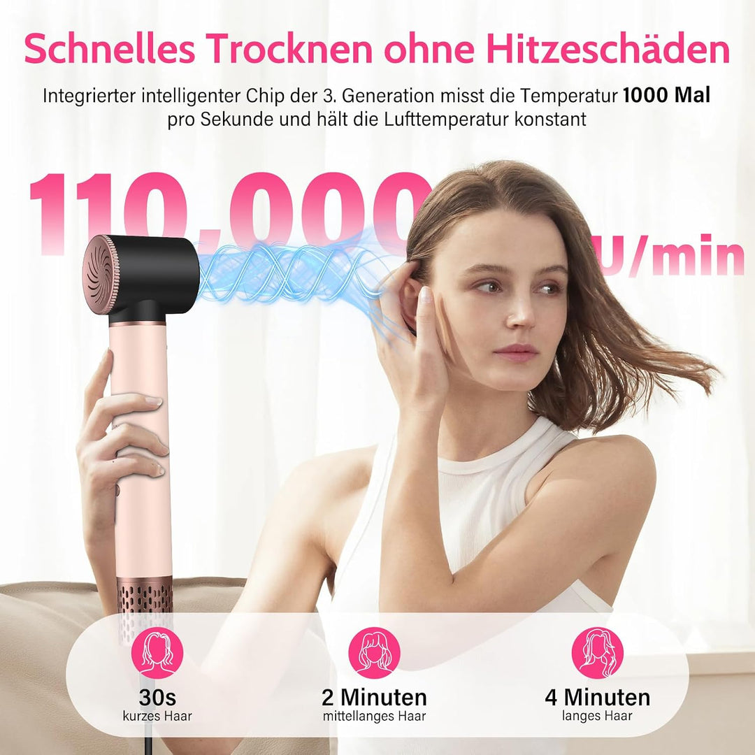6 in 1 Hairstyler,1400w Hochgeschwindigkeits Airstyler rundbürstenföhn mit Lockenstab Automatisch, W