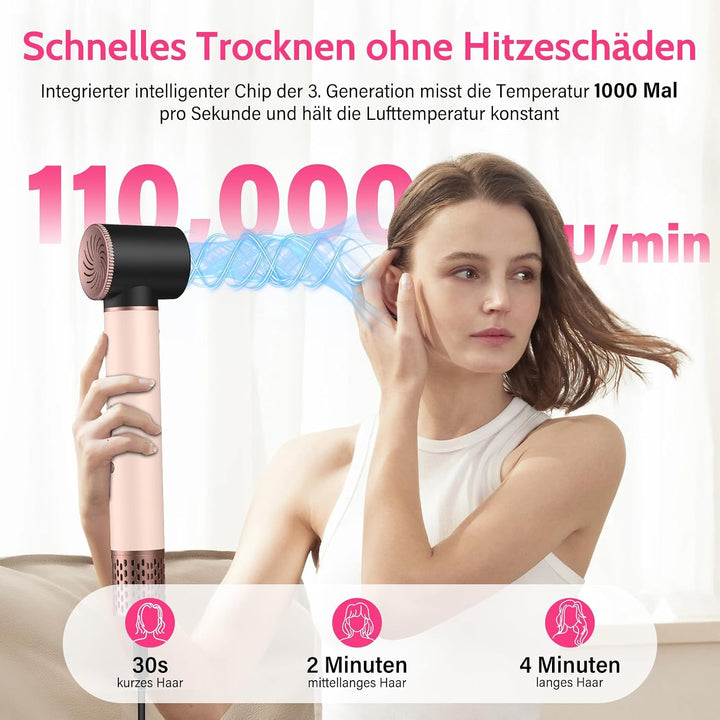 6 in 1 Hairstyler,1400w Hochgeschwindigkeits Airstyler rundbürstenföhn mit Lockenstab Automatisch, W