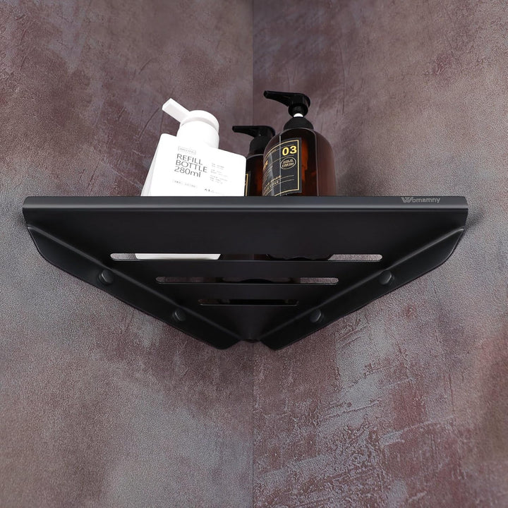 Eckregal Schwarz, Duschablage Ecke, 30 X 19.5 cm Badezimmer Regal, Verdickter Duschregal Schwarz aus