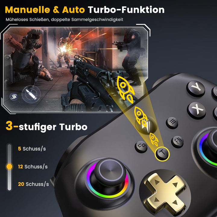 HELLCOOL Controller PC, 2.4GHz Wireless PC Controller mit Ladestation/Hall Joysticks&Trigger/Cooles