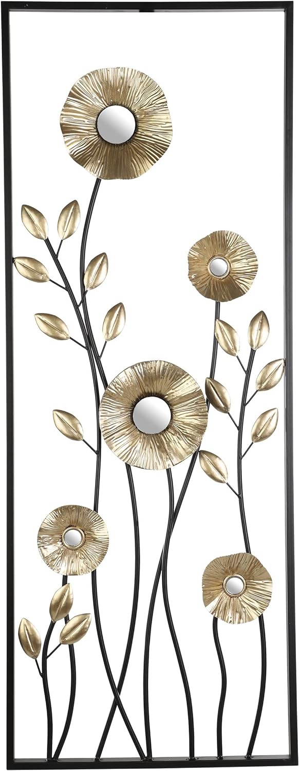 EGLO LIVING Wanddeko Chikuma, 3D Wandbild im Blumen-Design mit Ramen, Wandobjekt aus Metall in Messi