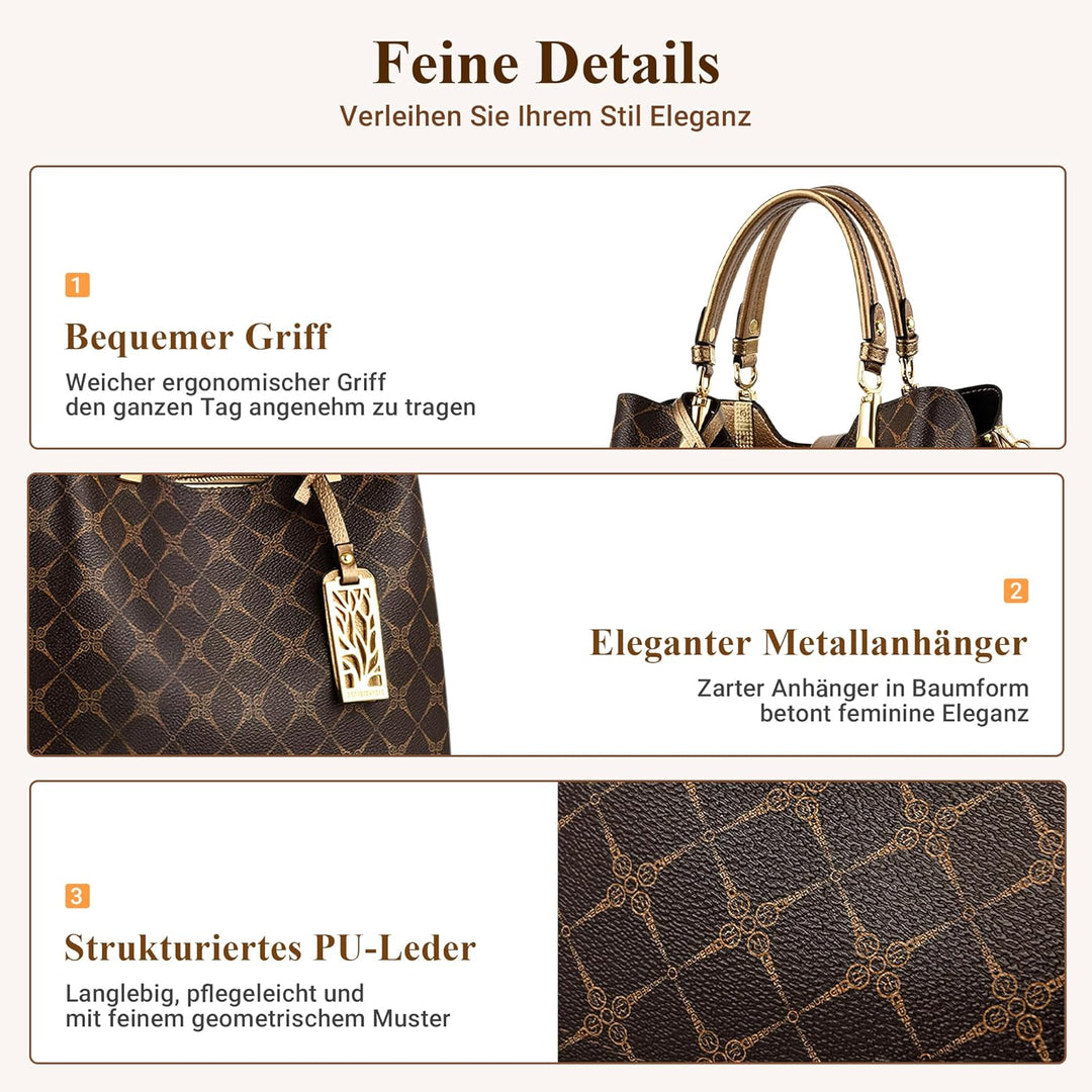 DIRRONA Damen Handtasche Mittel Schultertasche Casual Umhängetasche PU Leder Tasche Shopper Party To