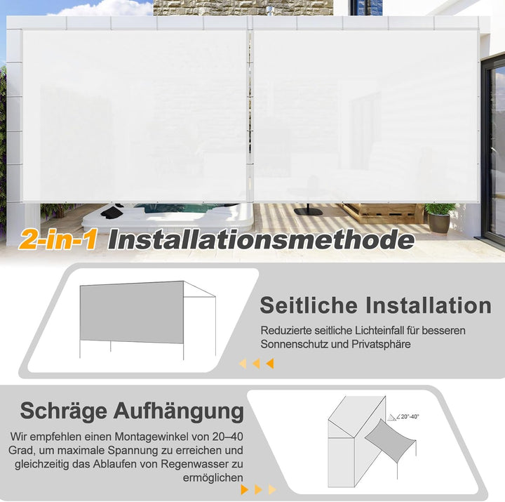 LOVE STORY Sonnenschutzt Sonnensegel,2.5x3m Rechteckig Schattennetz mit Ösen, Wasserdichter Polyeste