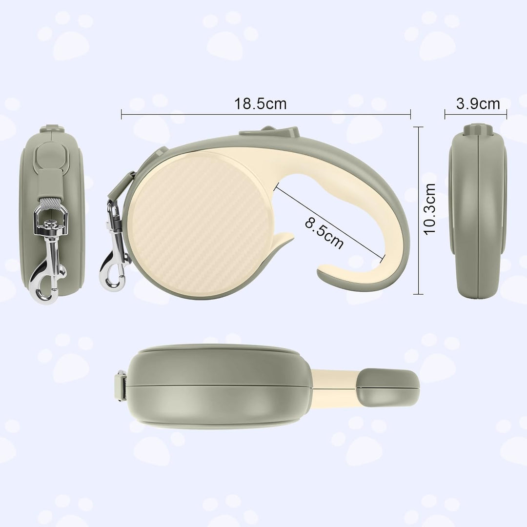 Einziehbare Hundeleine, 5 m, mit rutschfestem, ergonomischem Griff für kleine und mittelgrosse Hunde