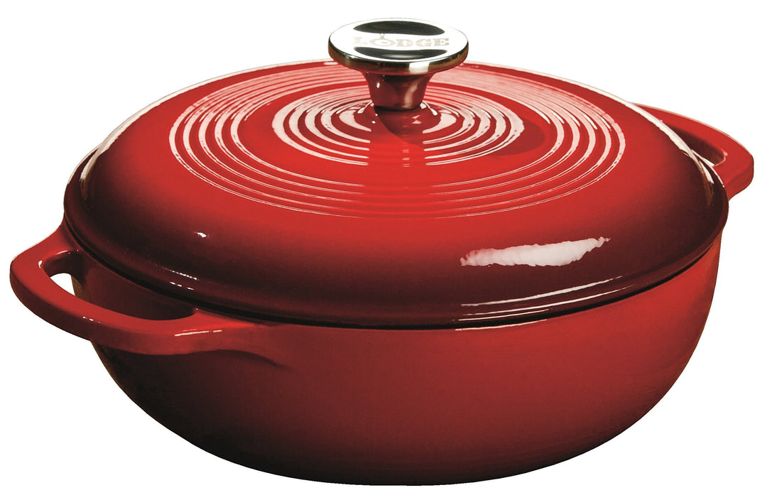 Lodge EC3D43 Dutch Oven aus emailliertem Gusseisen, 3 Quart, Island Spice Red 3 Quart Island Spice R