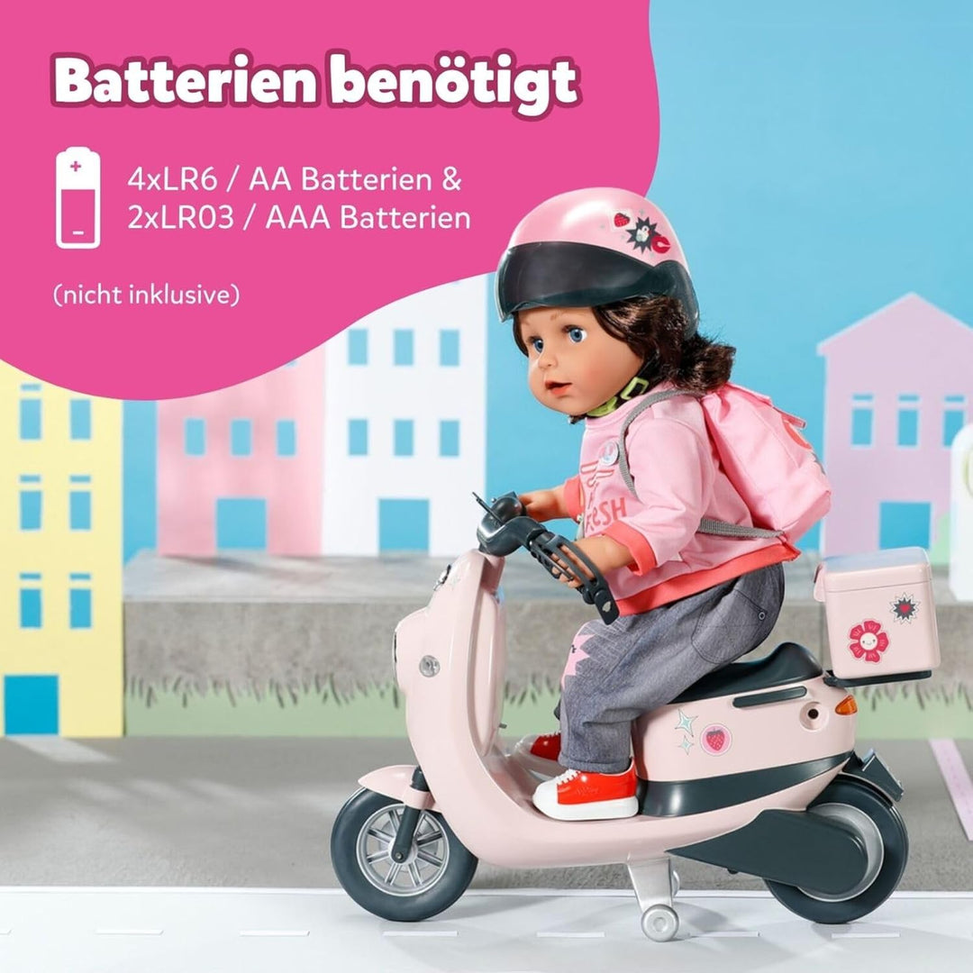 BABY born E-Scooter, Ferngesteuerter Roller mit Ladestation zum Aufladen Spielen, für 43cm Puppen, 8