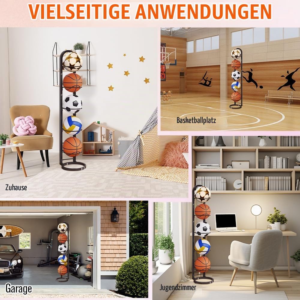 Stufiger Ballständer, Vertical Ballregal Fussball Ständer, Abnehmbares Standing Rack Halter, Ball Au
