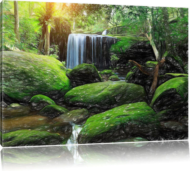 Pixxprint Regenwald in Thailand als Leinwandbild/Grösse: 100x70 cm/Wandbild/Kunstdruck/fertig bespan