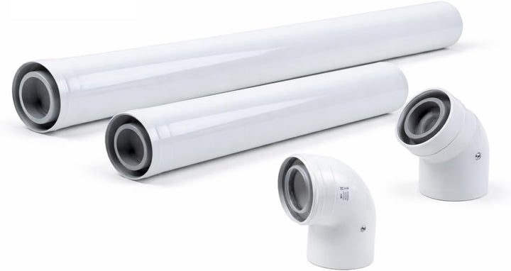 Uzman-Versand, 90° Konzentrische Luft-/Abgasbogen Ø 80/125 mm, Innen Kunststoff PP/Aussenrohr Kunsts